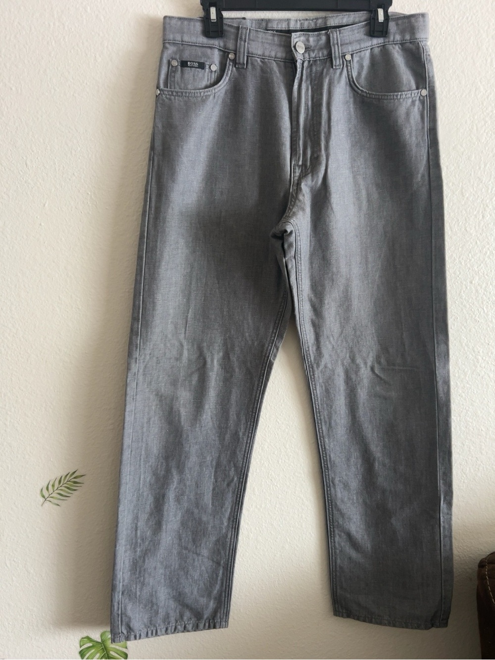 Boss Hugo Boss Alabama Gray Linen Cotton Jeans Pants Men’s W34 L32 View 3